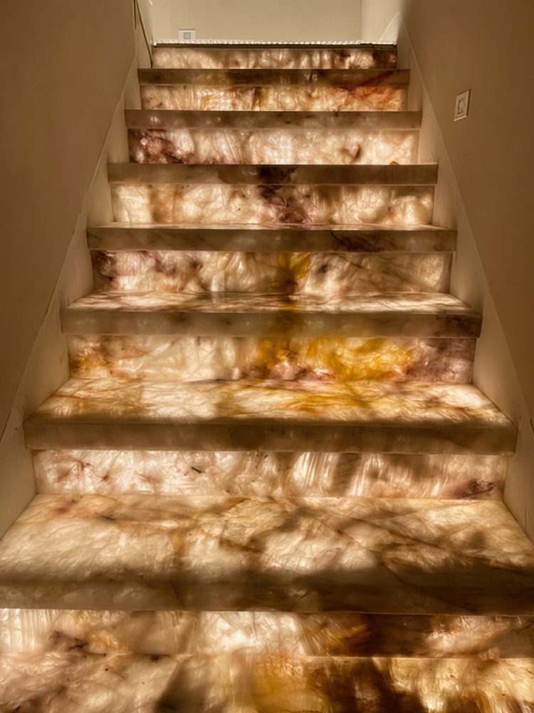 Canvas Light illuminating through indoor stone staircase