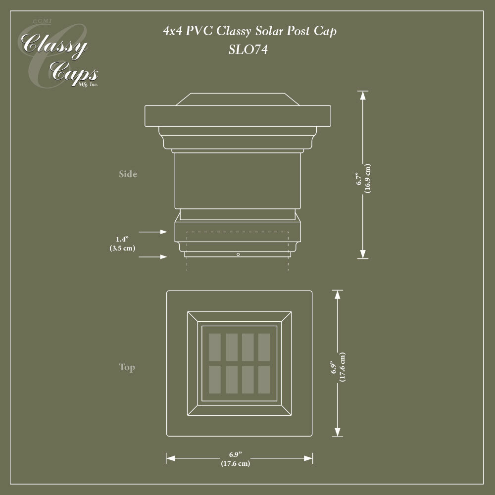 LED Solar Post Cap Dimensions