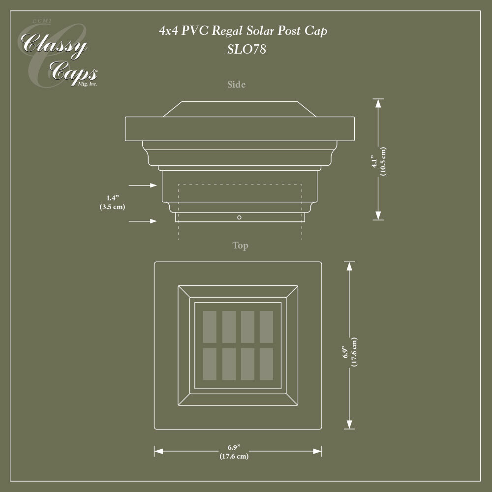 Solar LED Regal Post Cap Light Dimensions