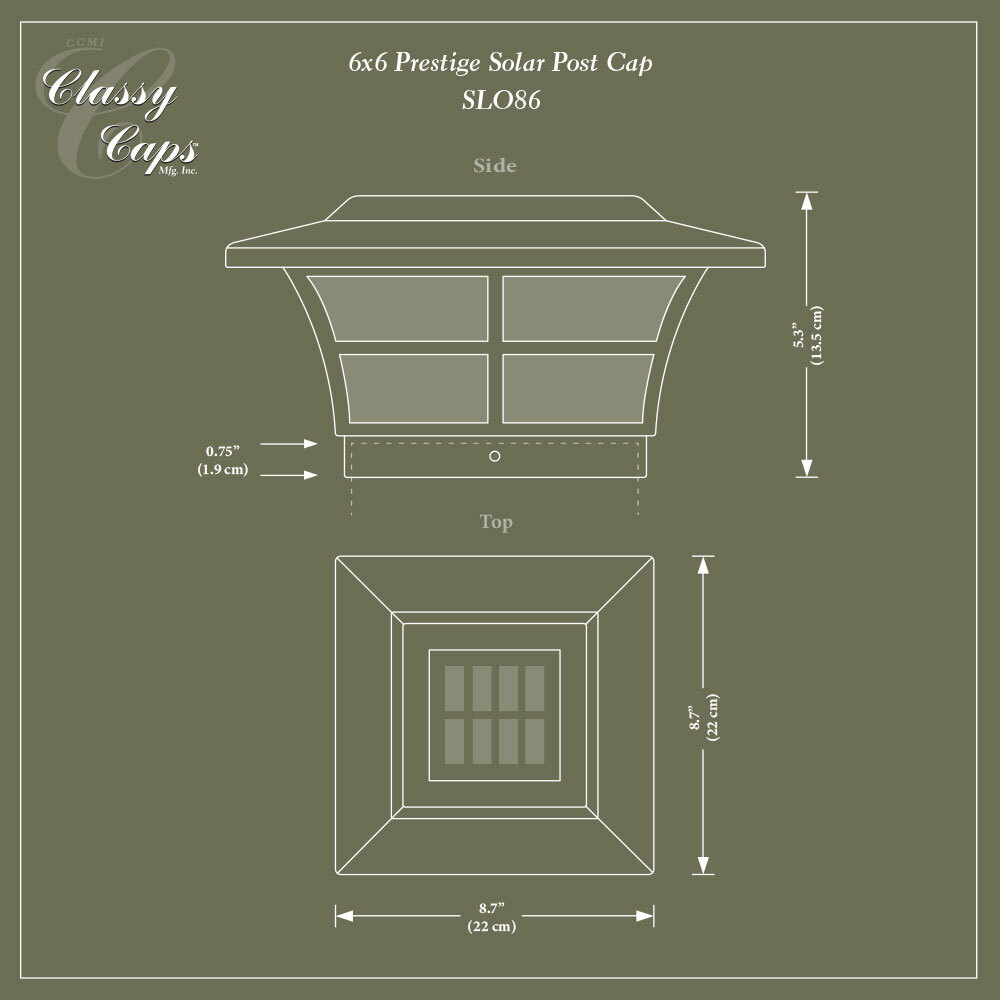 LED Solar Prestige Post Cap Dimensions