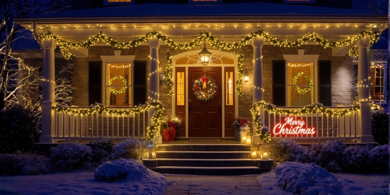 outdoor Christmas white lights